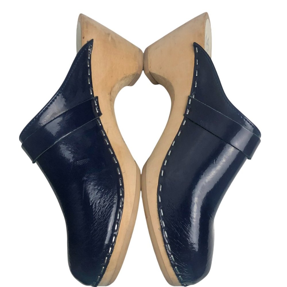 Maguba | Berkeley Dark Navy Blue Leather Clogs - Picture 8 of 9